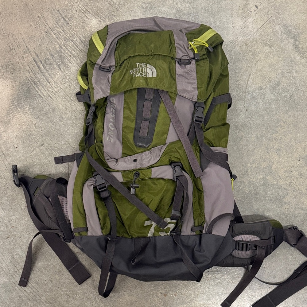The North Face Olive & Gray Technical crest one 75 Hiking Backpack